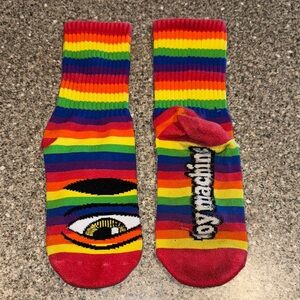 Y2k grunge skater Toy Machine striped rainbow socks